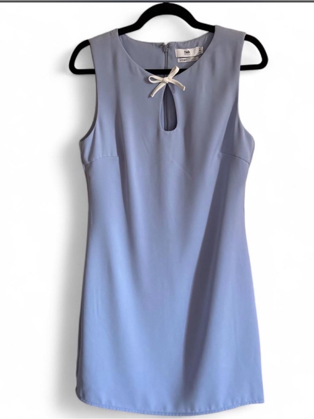 twik Light Blue Sleeveless Mini Dress with White Bow
